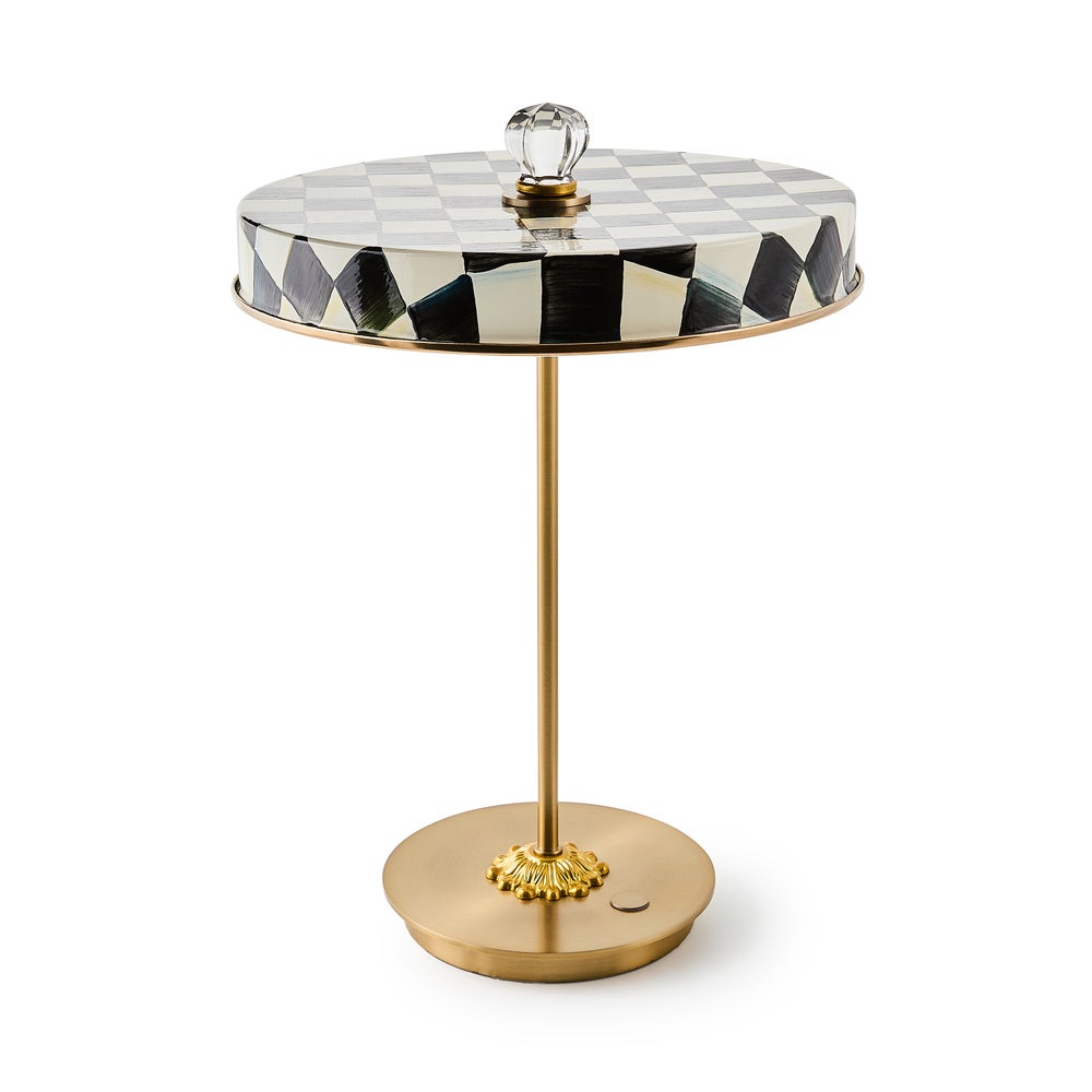 Enamel Check LED Disk Table Lamp