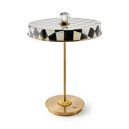 Enamel Check LED Disk Table Lamp