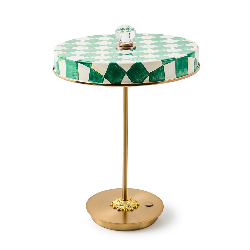 Enamel Check LED Disk Table Lamp