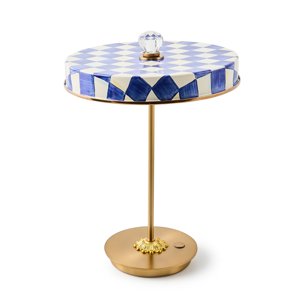 Enamel Check LED Disk Table Lamp