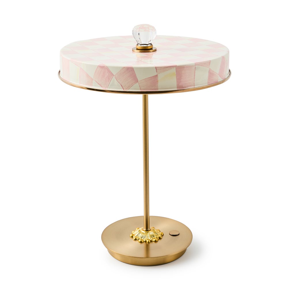 Enamel Check LED Disk Table Lamp