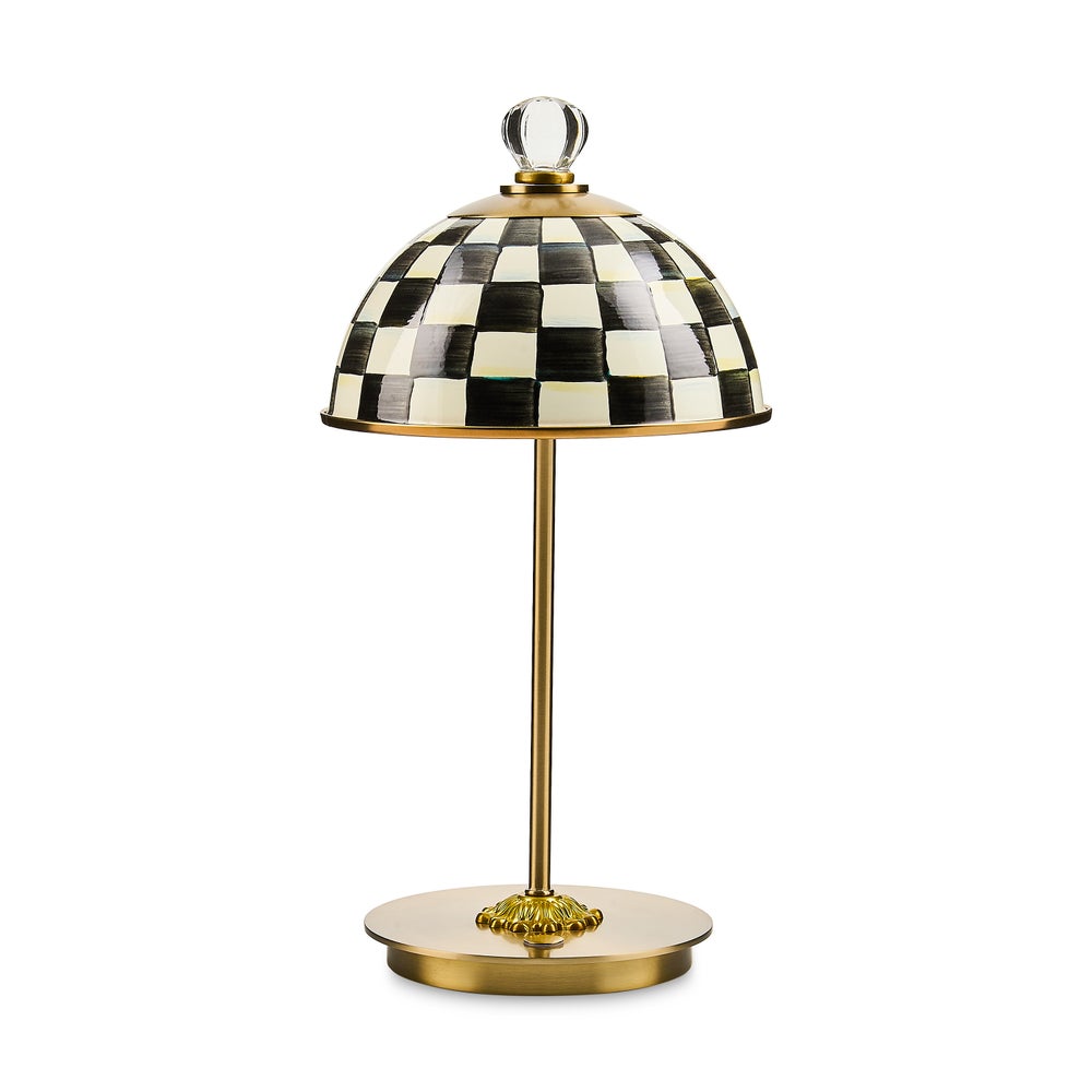 Enamel Check LED Rechargeable Dome Table Lamp
