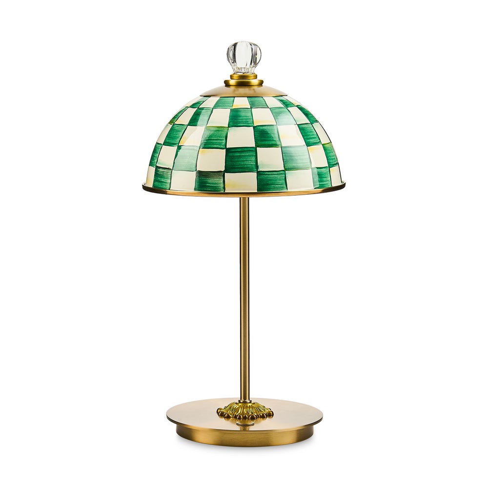 Enamel Check LED Rechargeable Dome Table Lamp