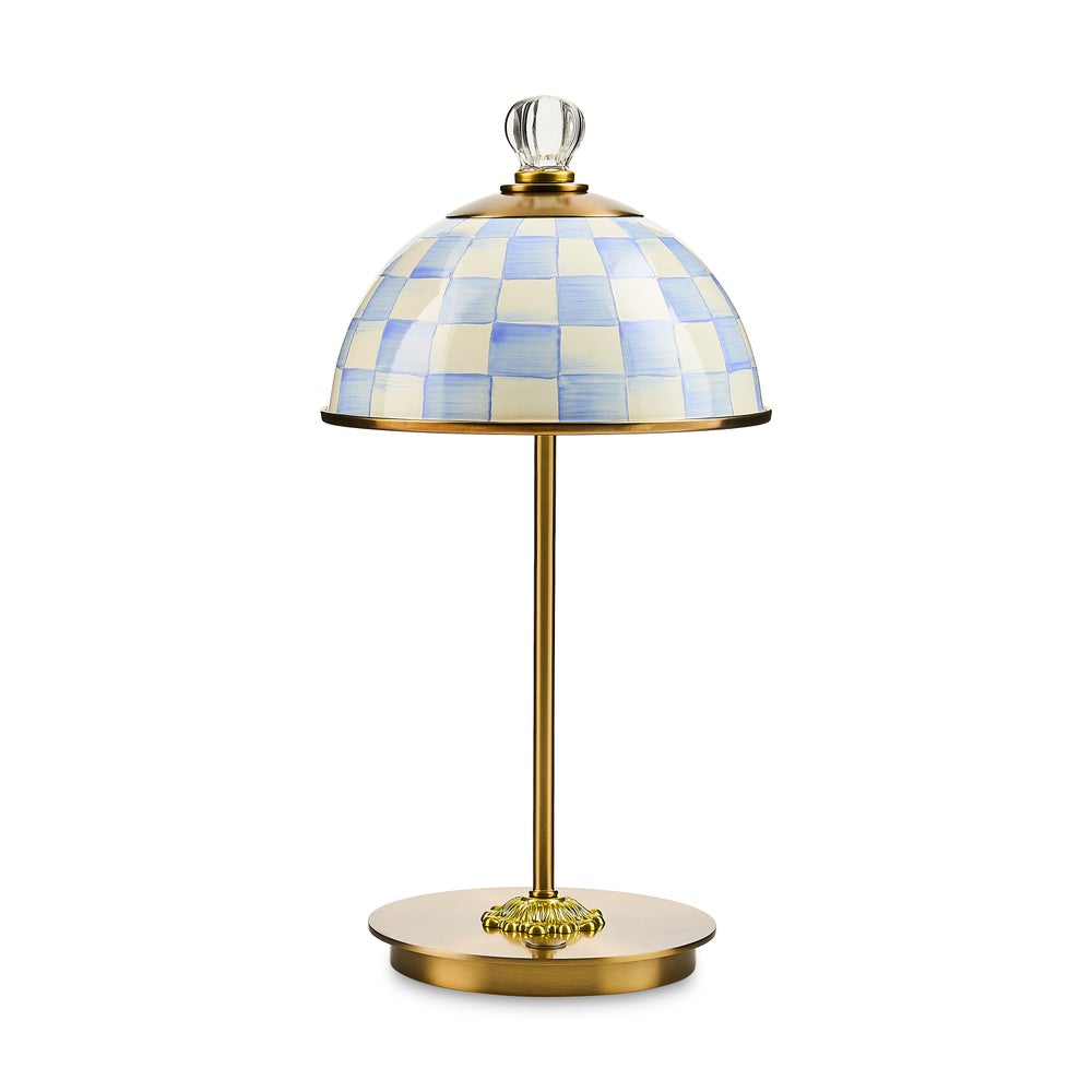 Enamel Check LED Rechargeable Dome Table Lamp