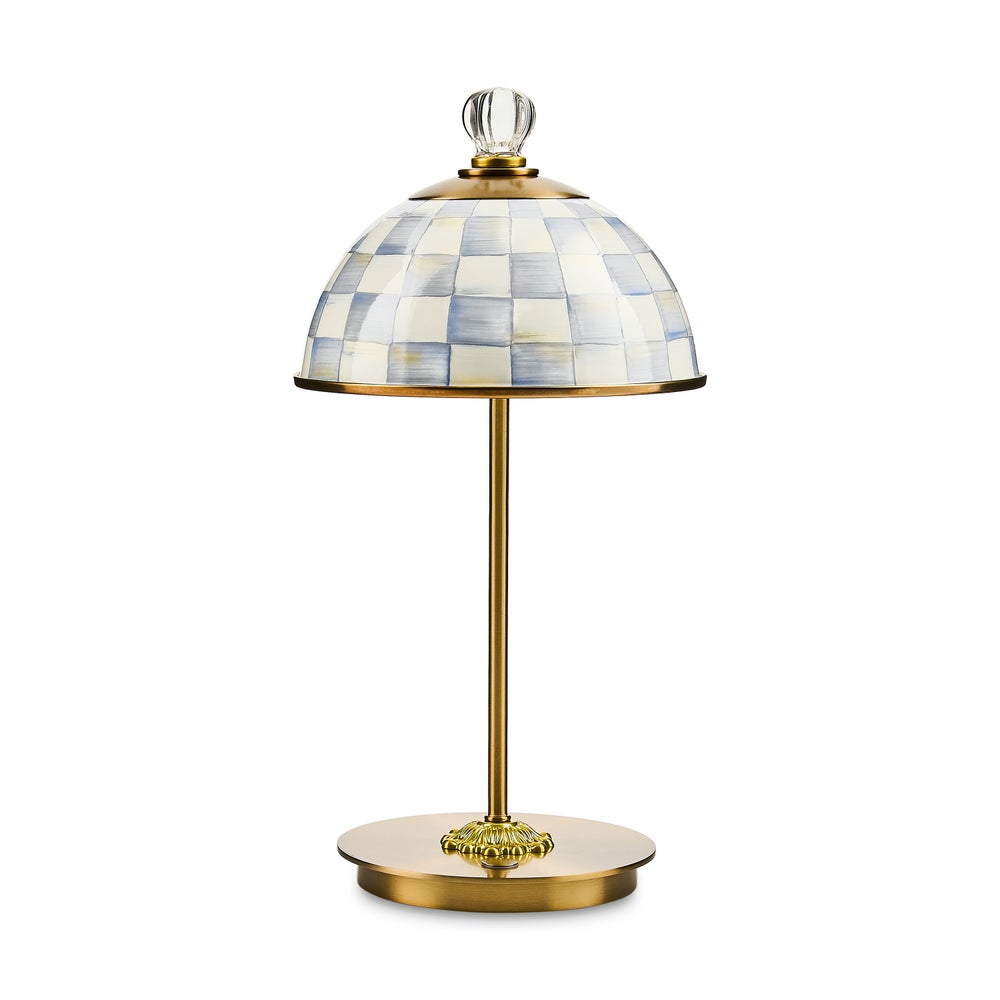 Enamel Check LED Rechargeable Dome Table Lamp