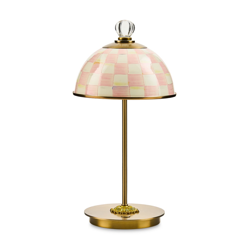 Enamel Check LED Rechargeable Dome Table Lamp