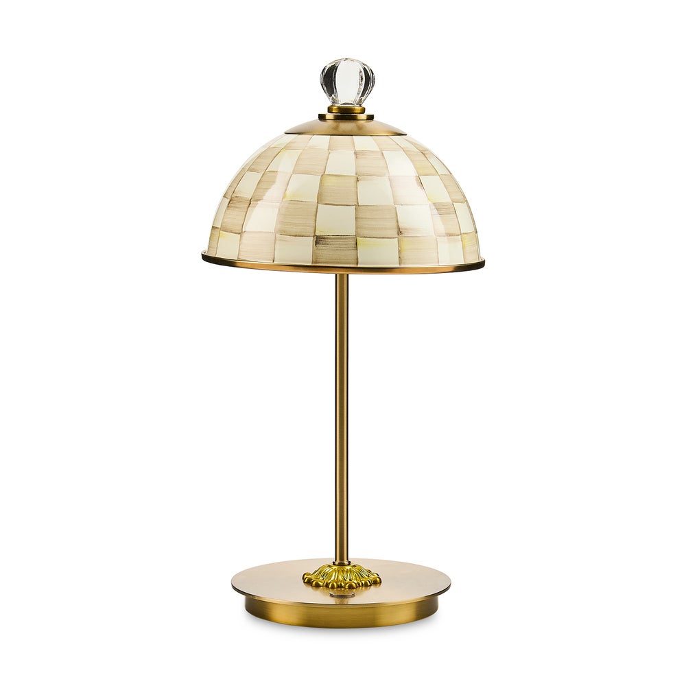 Enamel Check LED Rechargeable Dome Table Lamp