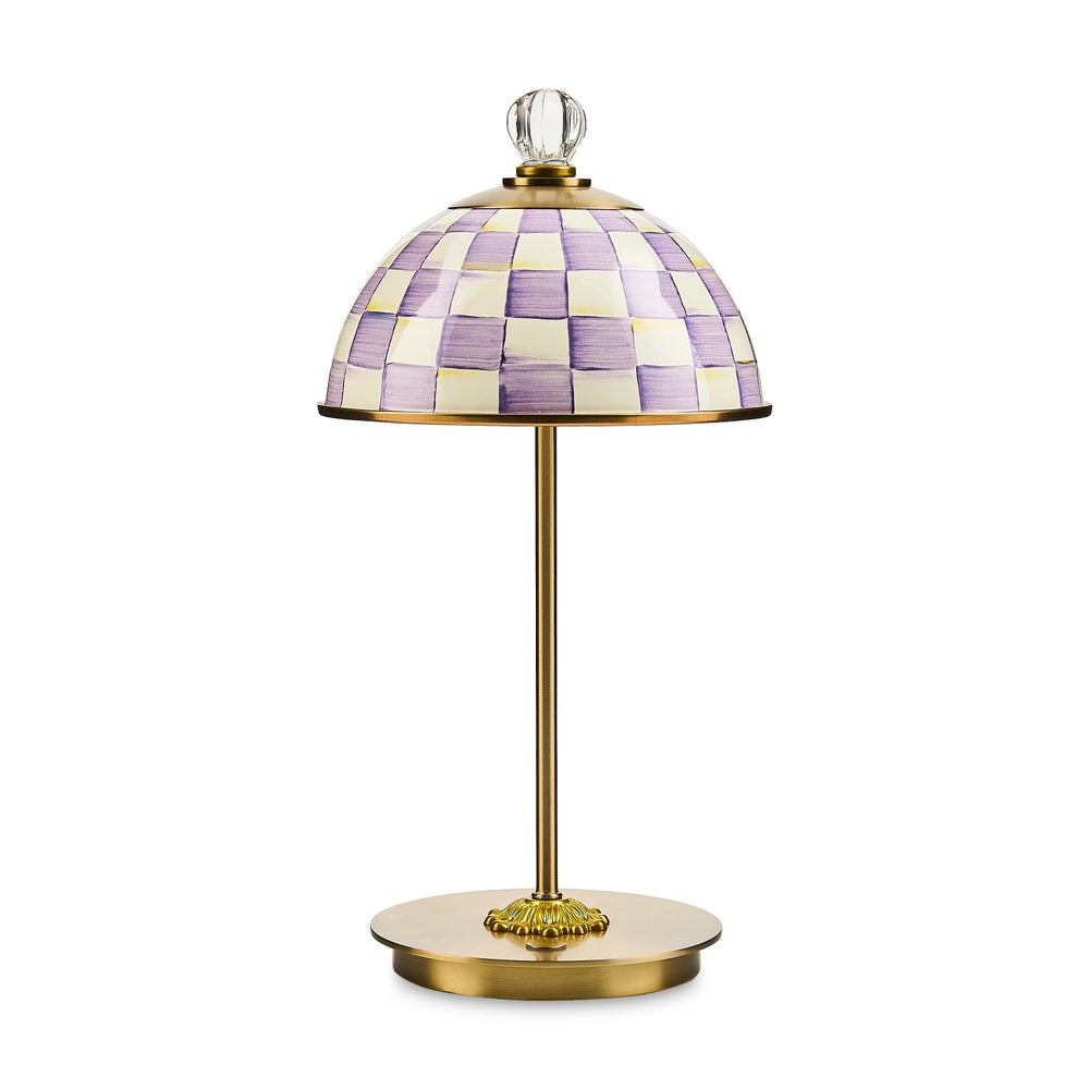Enamel Check LED Rechargeable Dome Table Lamp