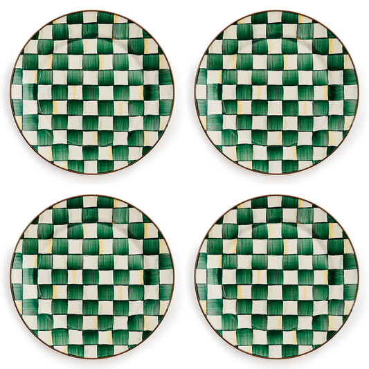 Emerald Check Chargers, Set of 4