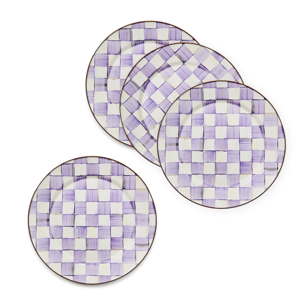 Violet Check Chargers, Set of 4