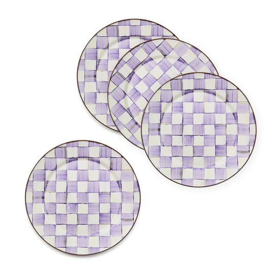 Violet Check Chargers, Set of 4