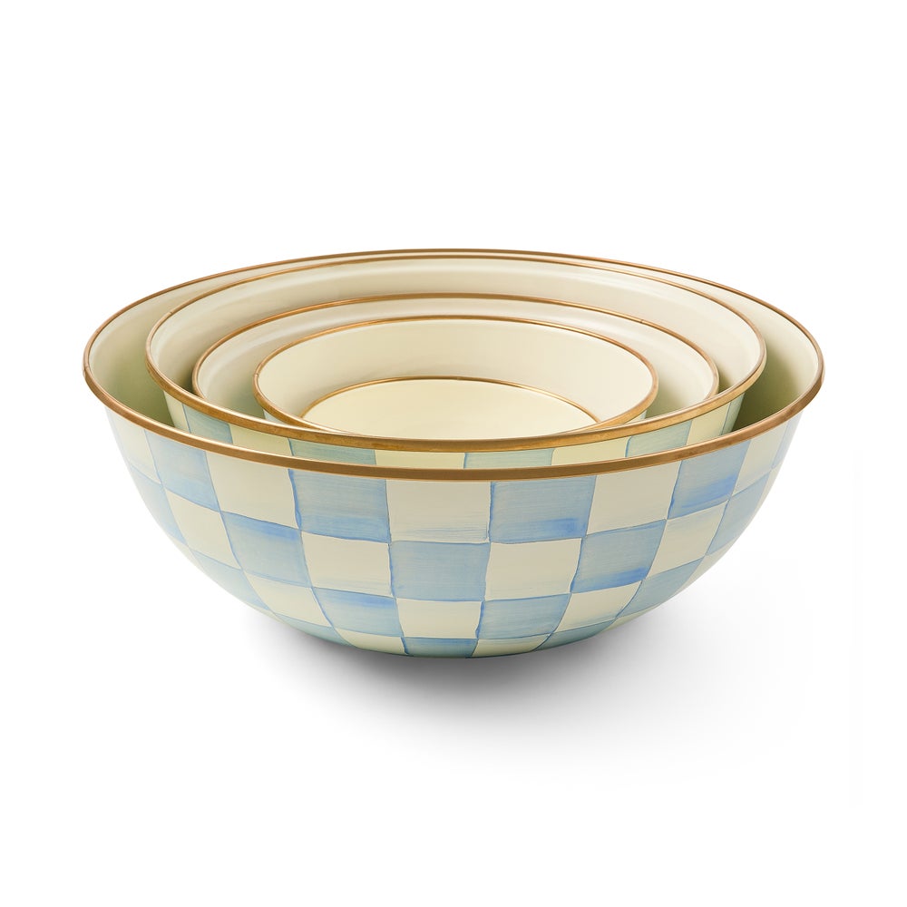 Sky Check Enamel Everyday Bowl