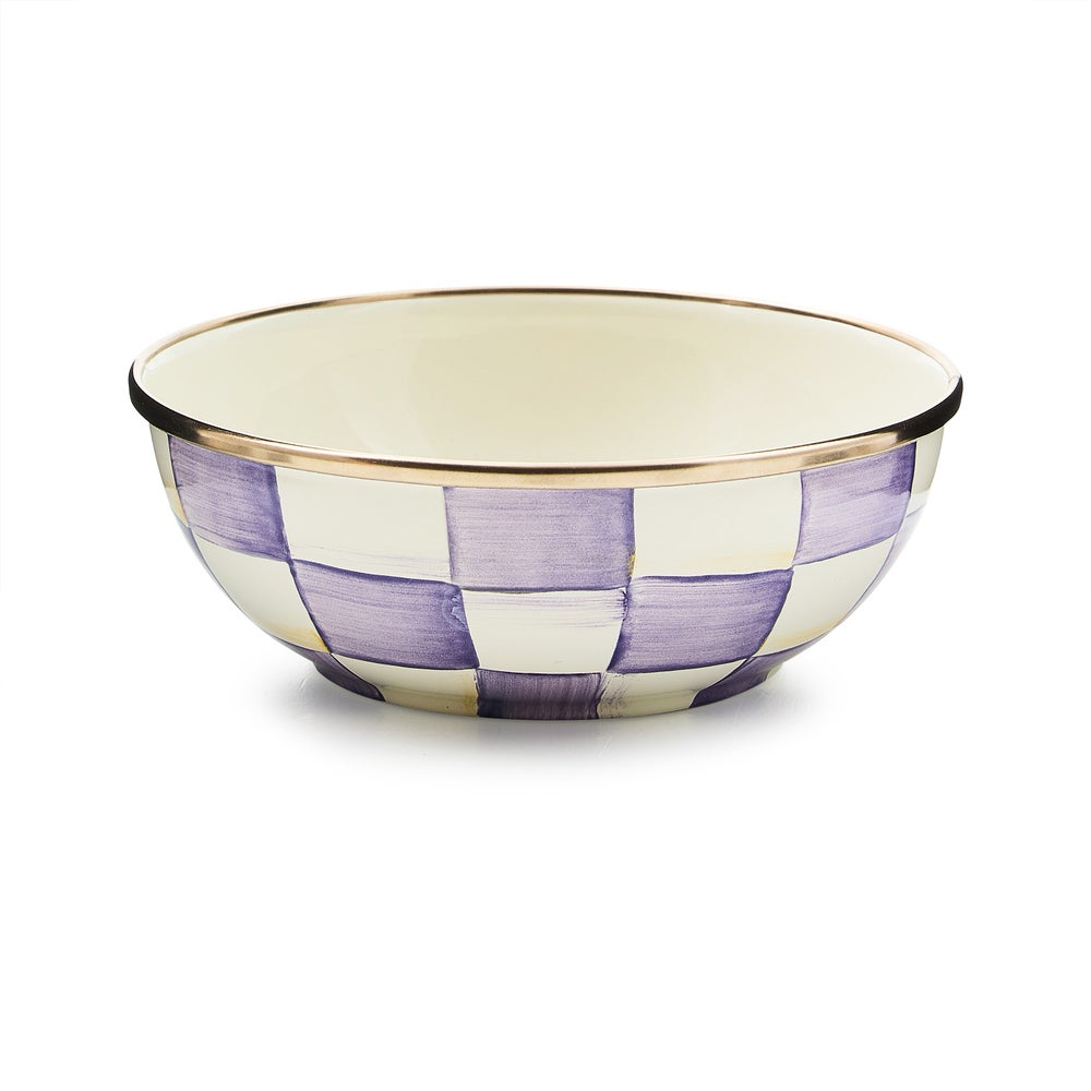 Violet Check Enamel Everyday Bowl
