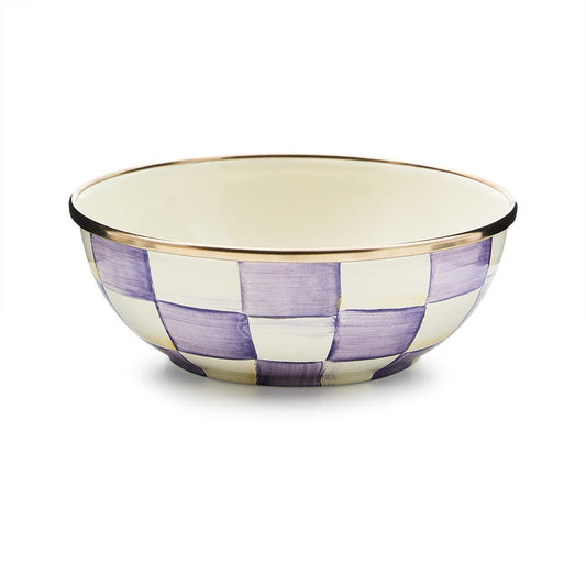 Violet Check Enamel Everyday Bowl
