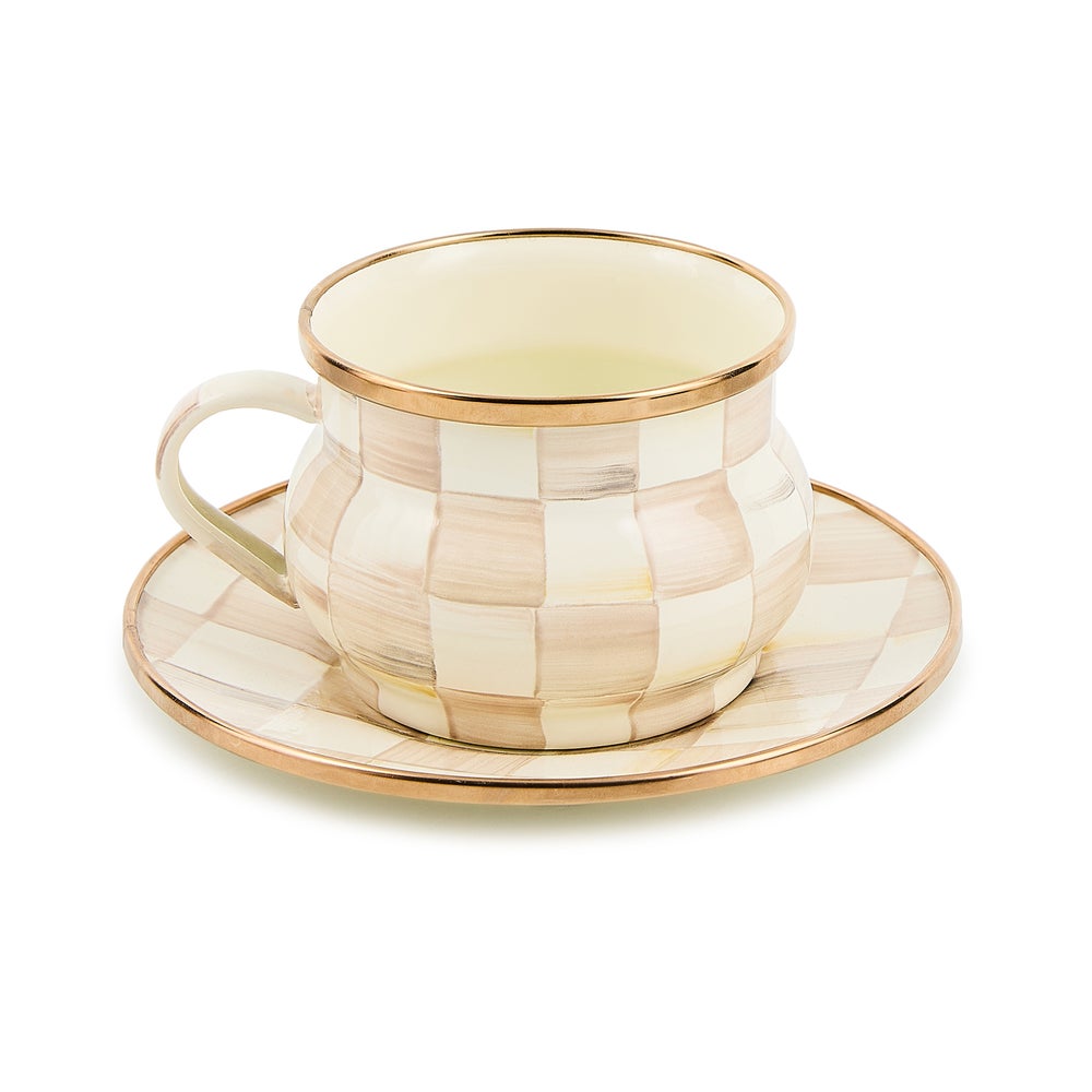 Enamel Teacup & Saucer