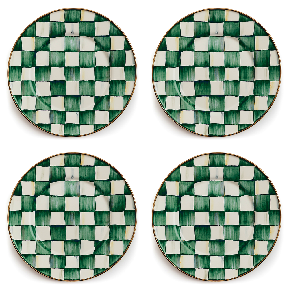Emerald Check Salad Plates, Set of 4