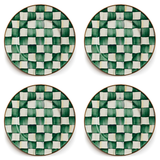 Emerald Check Salad Plates, Set of 4