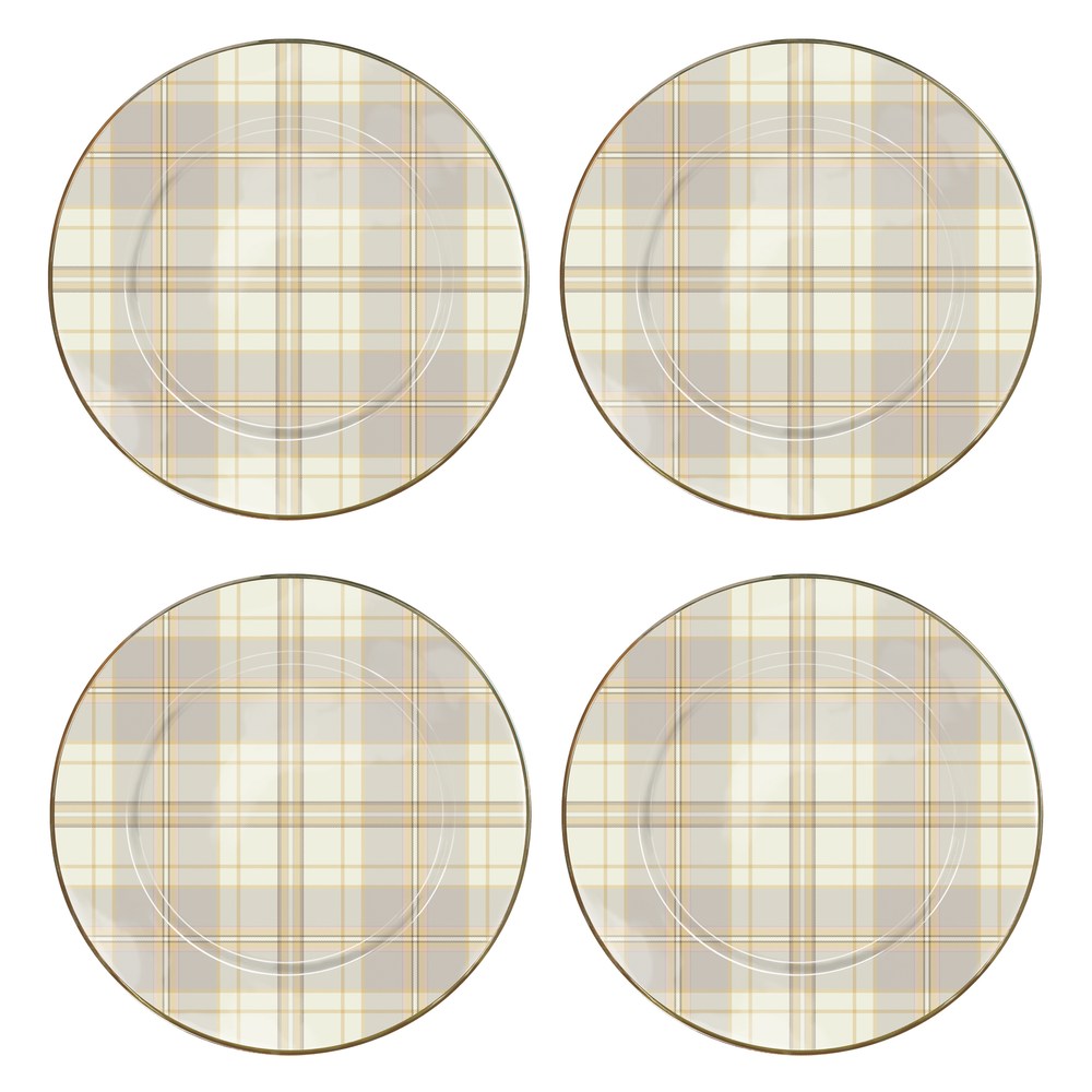 Tartan Latte Salad Plates, Set of 4
