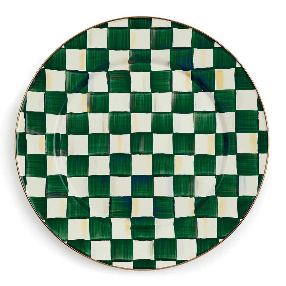 Check Enamel Serving Platter