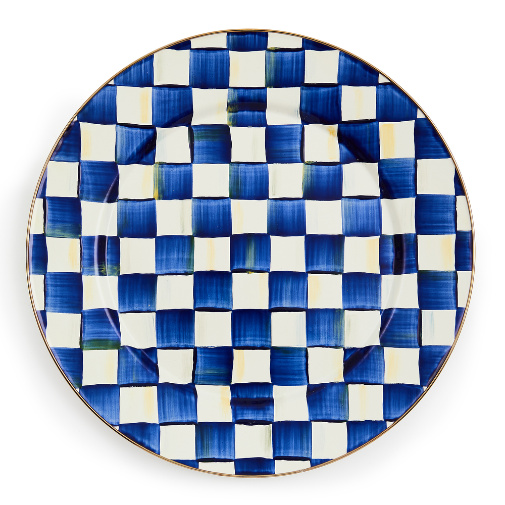 Check Enamel Serving Platter