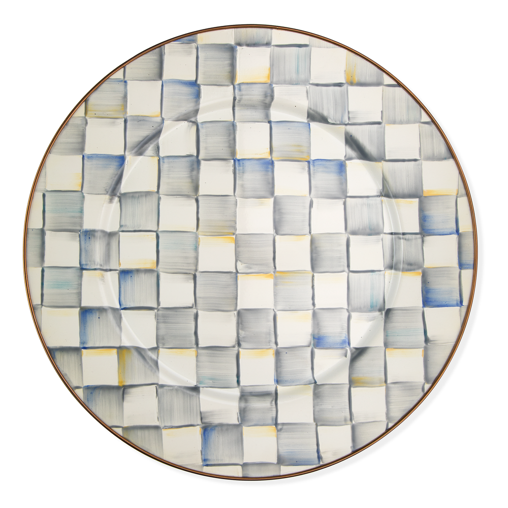 Check Enamel Serving Platter