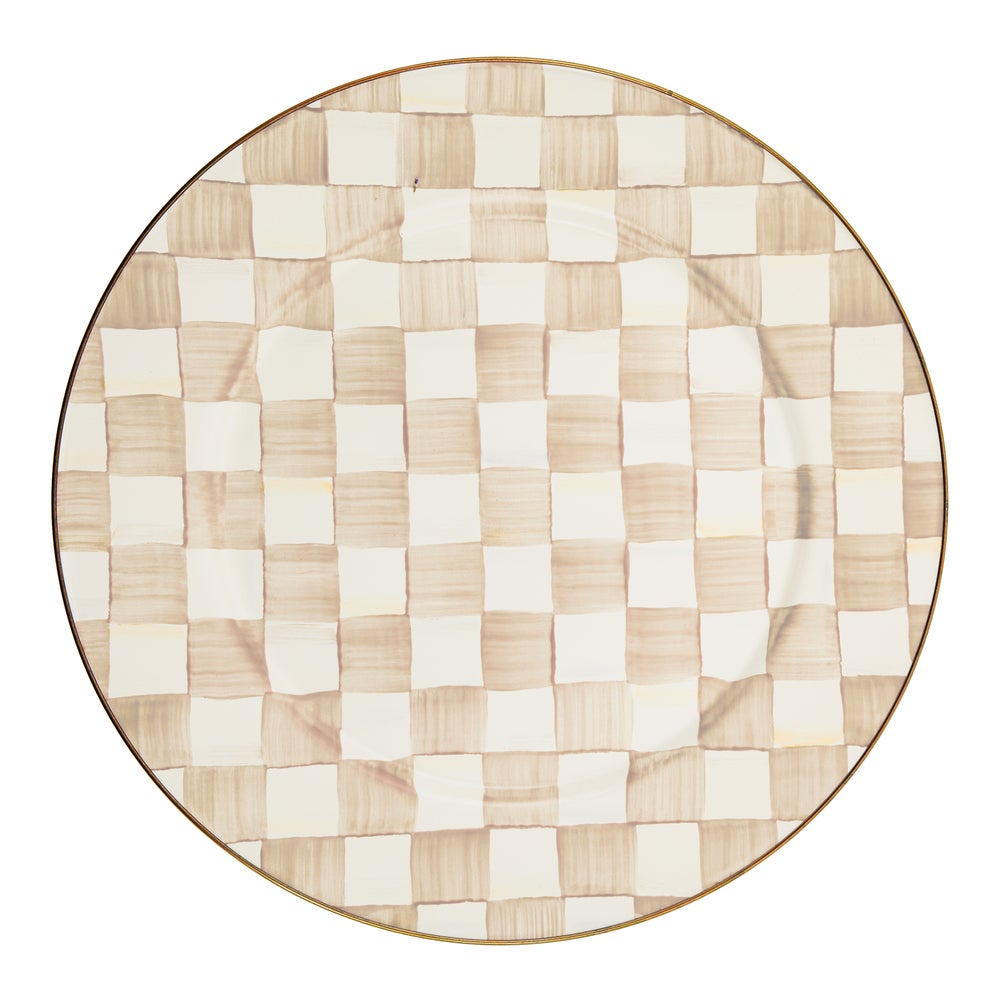 Check Enamel Serving Platter