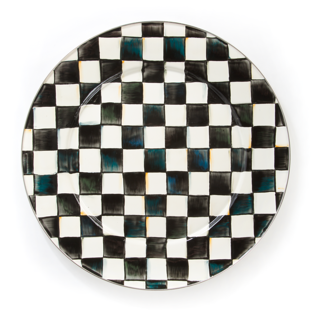 Check Enamel Serving Platter