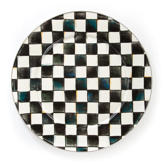 Check Enamel Serving Platter
