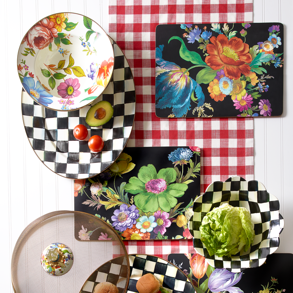 Floral Enamel Serving Bowl