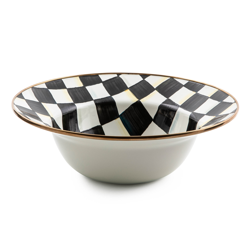 Check Enamel Serving Bowl