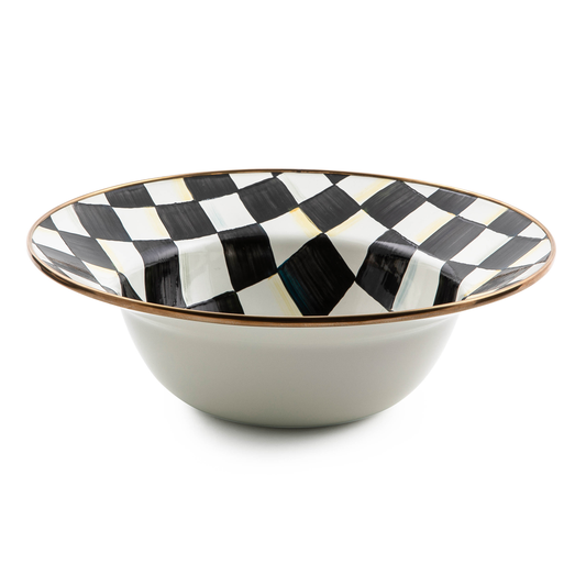 Check Enamel Serving Bowl