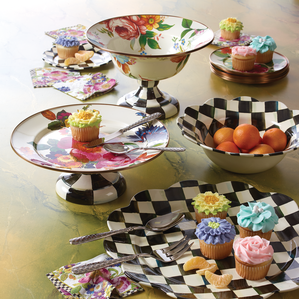 Floral Enamel Compote