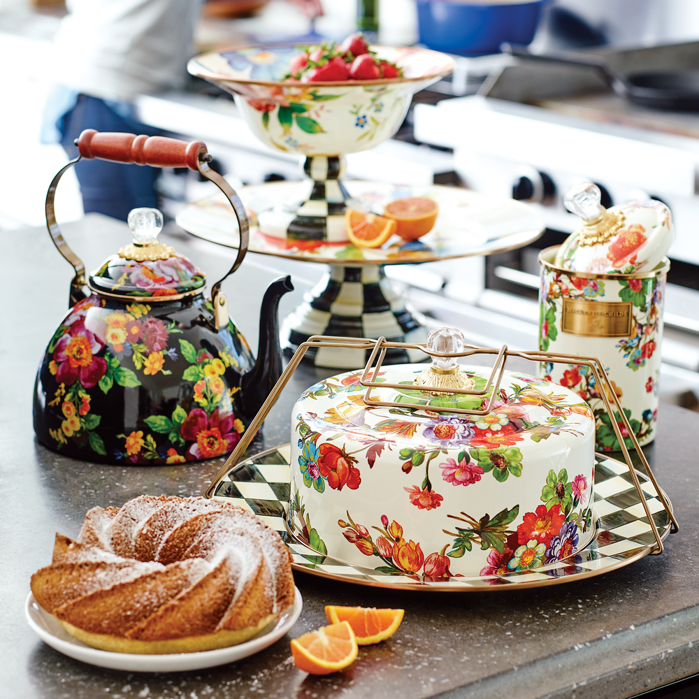Floral Enamel Compote