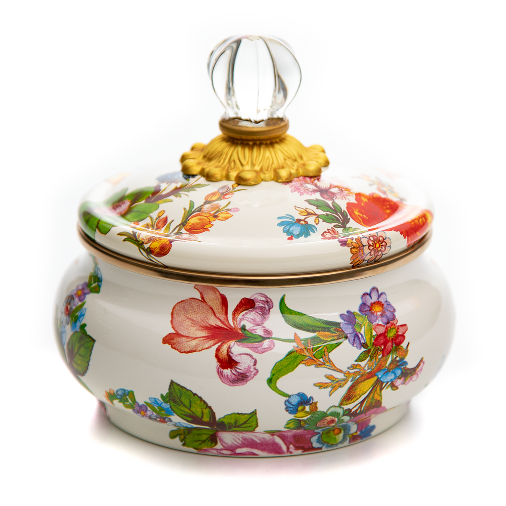 Floral Squashed Pot