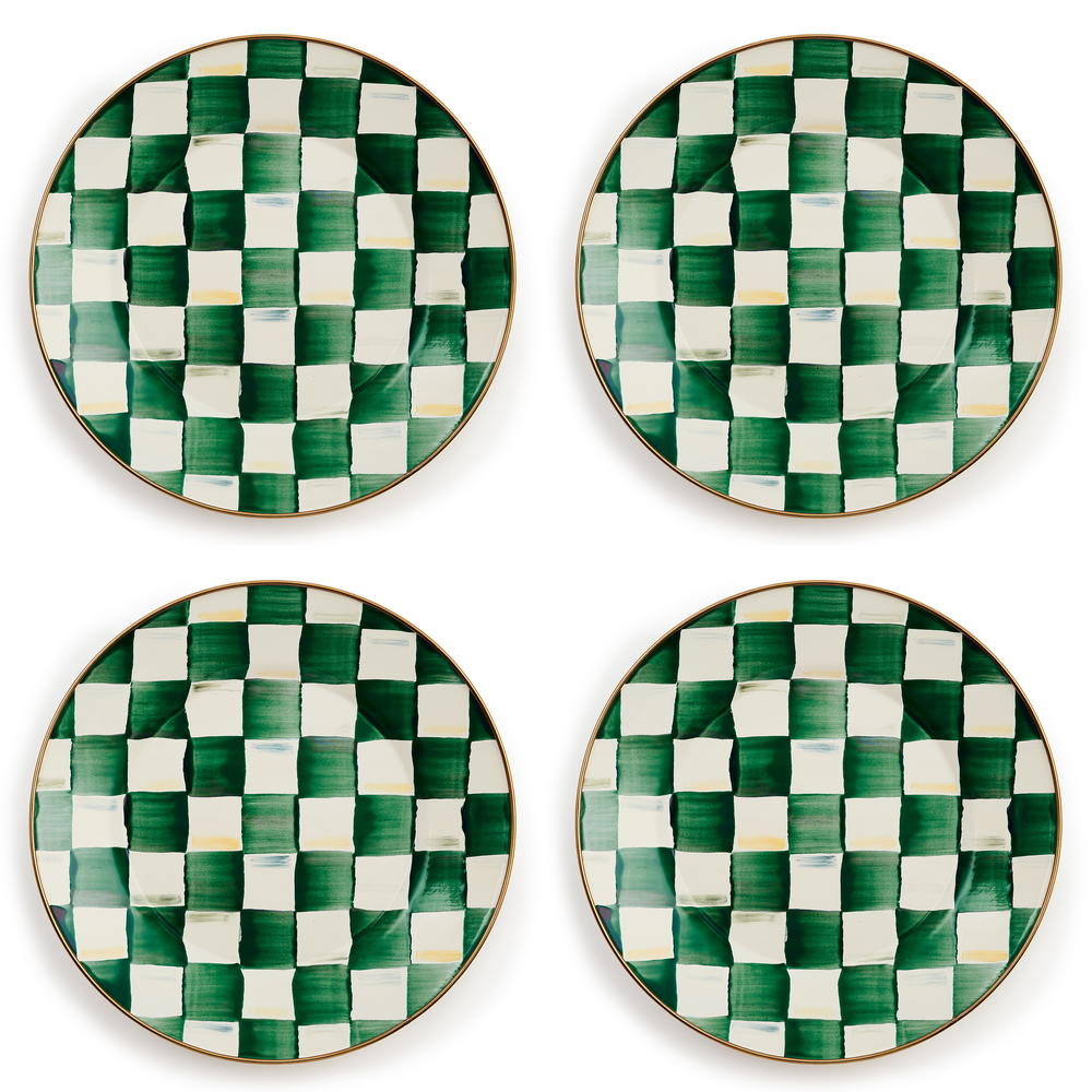 Emerald Check Dinner Plates, Set of 4