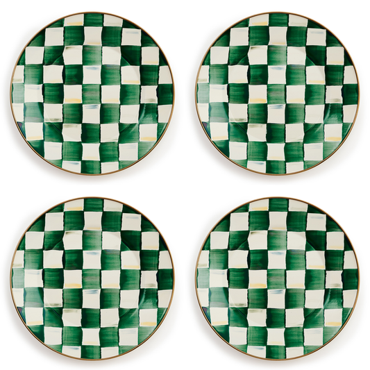 Emerald Check Dinner Plates, Set of 4