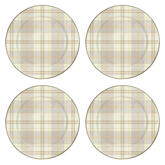 Tartan Latte Dinner Plate, Set of 4