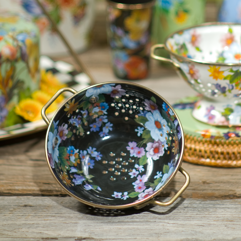 Black Flower Market Small Colander