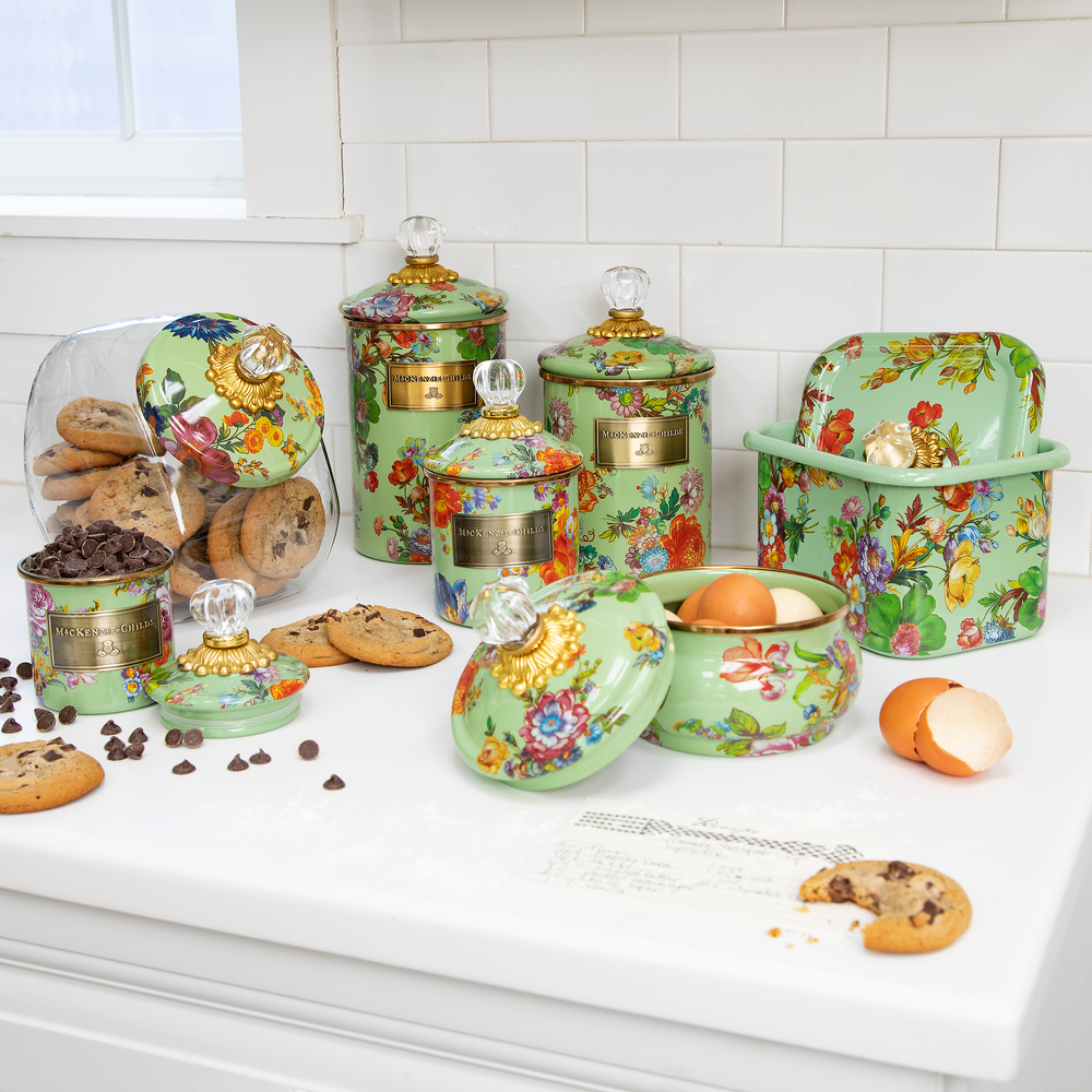 Cookie Jar with Green Flower Market Lid