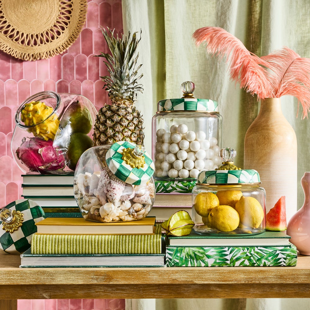 Emerald Check Kitchen Canisters