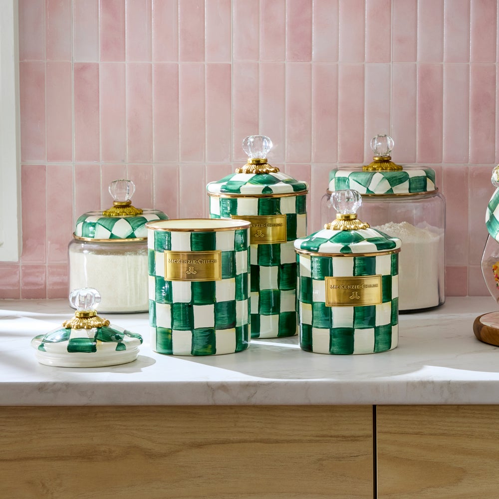 Emerald Check Kitchen Canisters