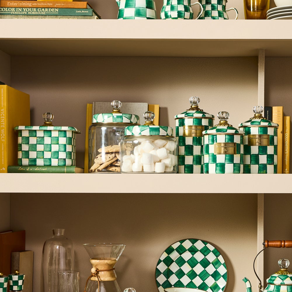 Emerald Check Kitchen Canisters
