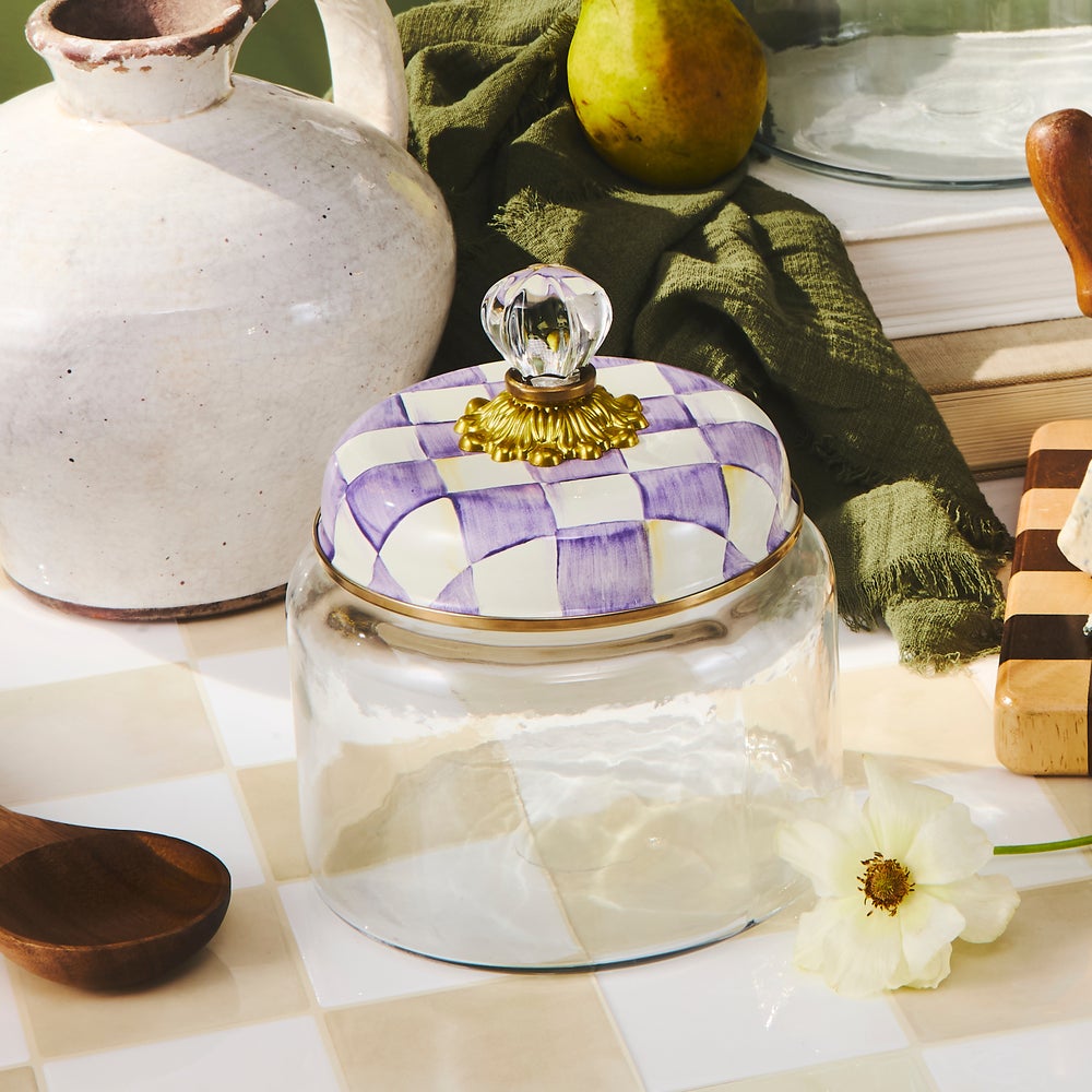 Violet Check Kitchen Canisters