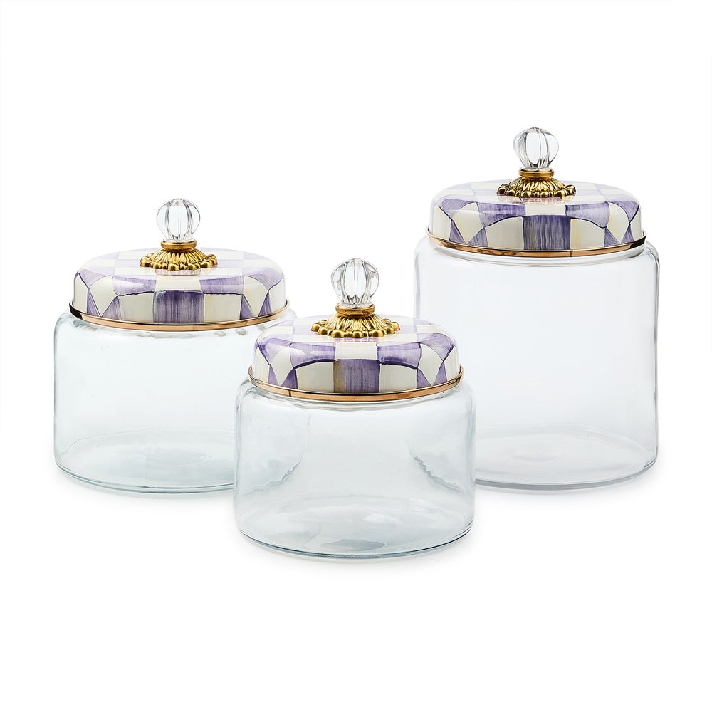 Violet Check Kitchen Canisters
