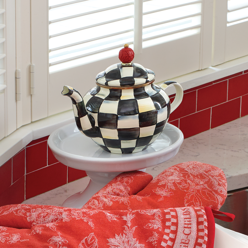 Enamel Check 4 Cup Teapot
