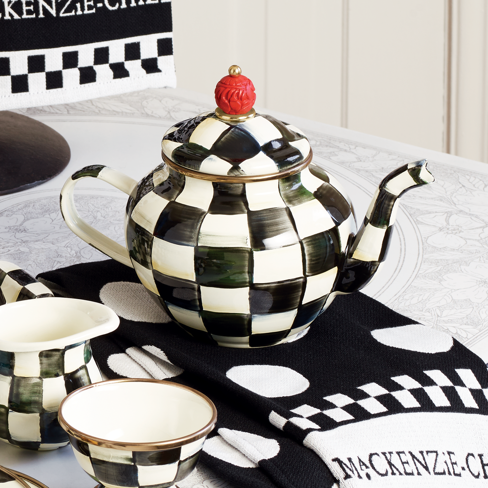 Enamel Check 4 Cup Teapot