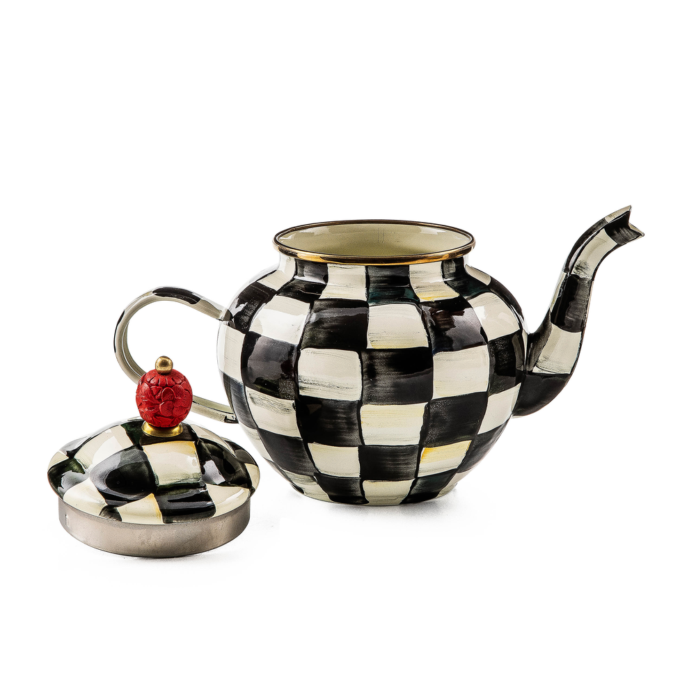 Enamel Check 4 Cup Teapot