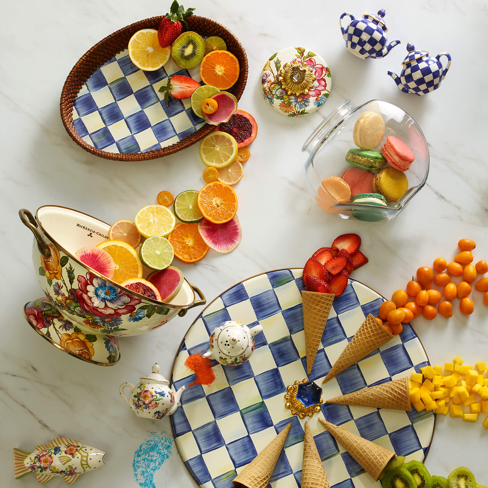 Rattan & Enamel Tray