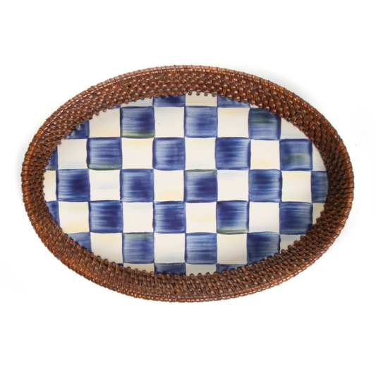 Rattan & Enamel Tray