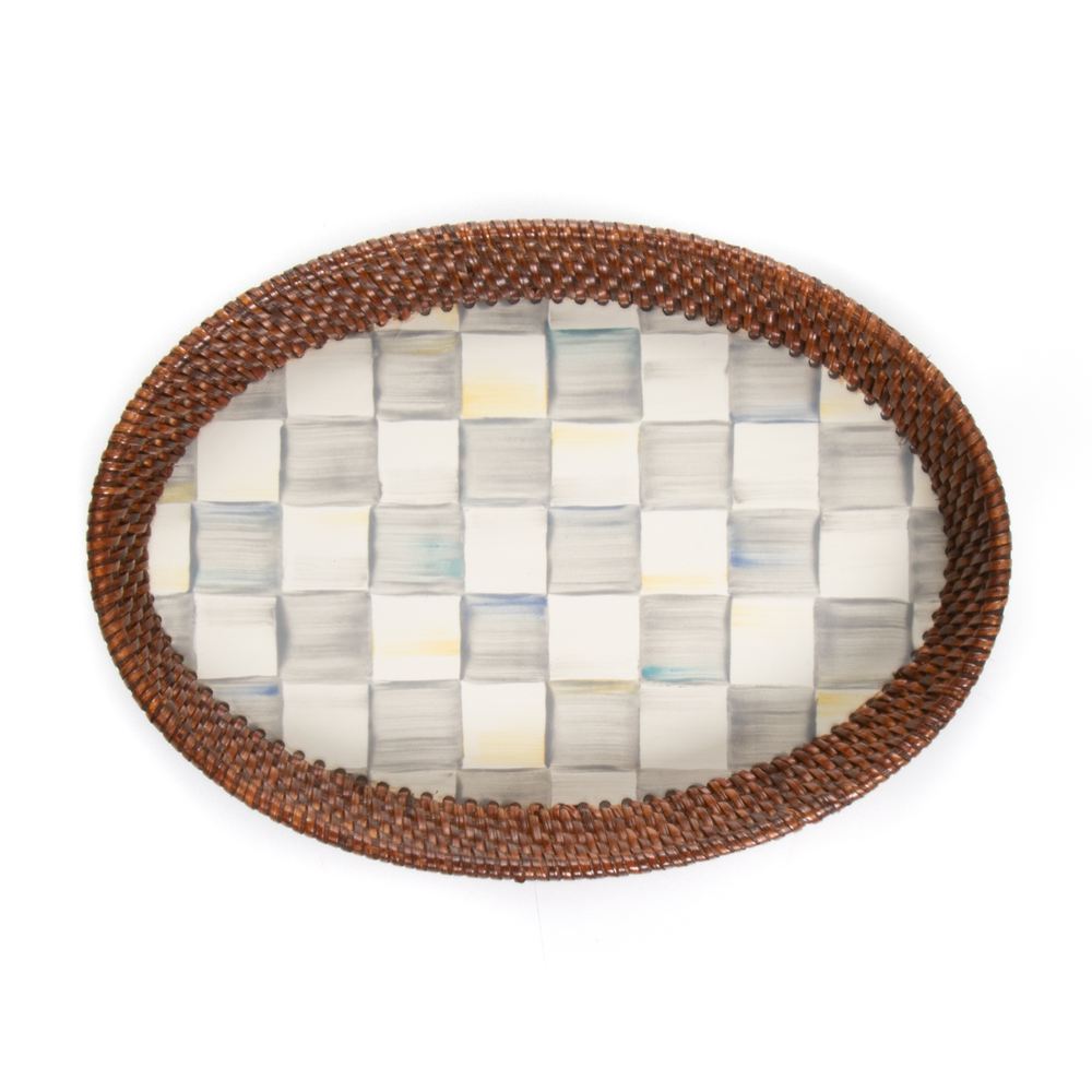 Rattan & Enamel Tray